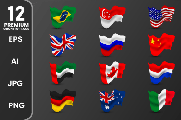 Download World Waving Flags Vector Set 1 - Flags Collection