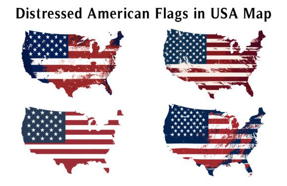 Download Distress American Flags in USA Map Set - Premium Resources